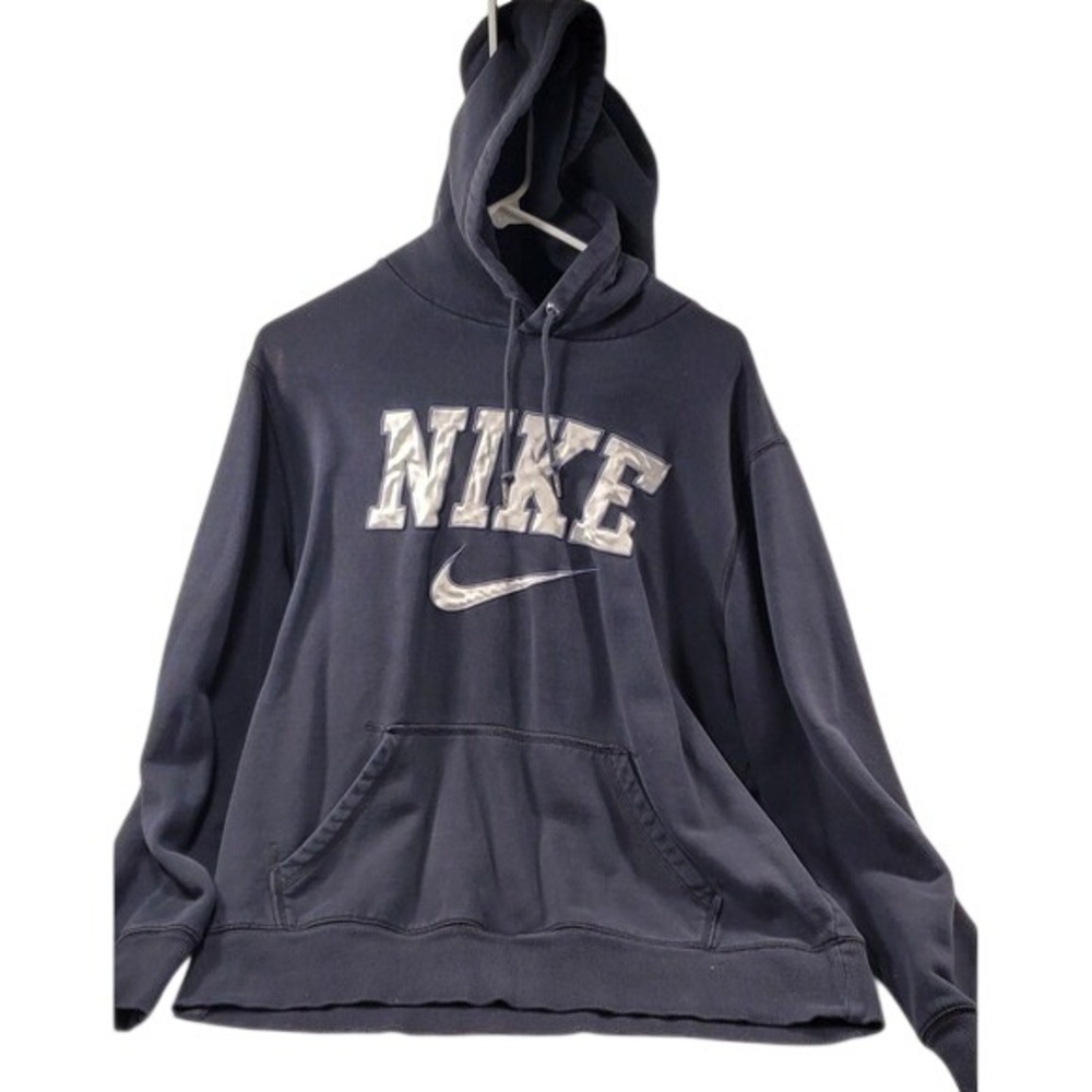 Nike Men's Navy black Hoodie Pullover Sweatshirt Athletic Logo Size L‎ Y2k